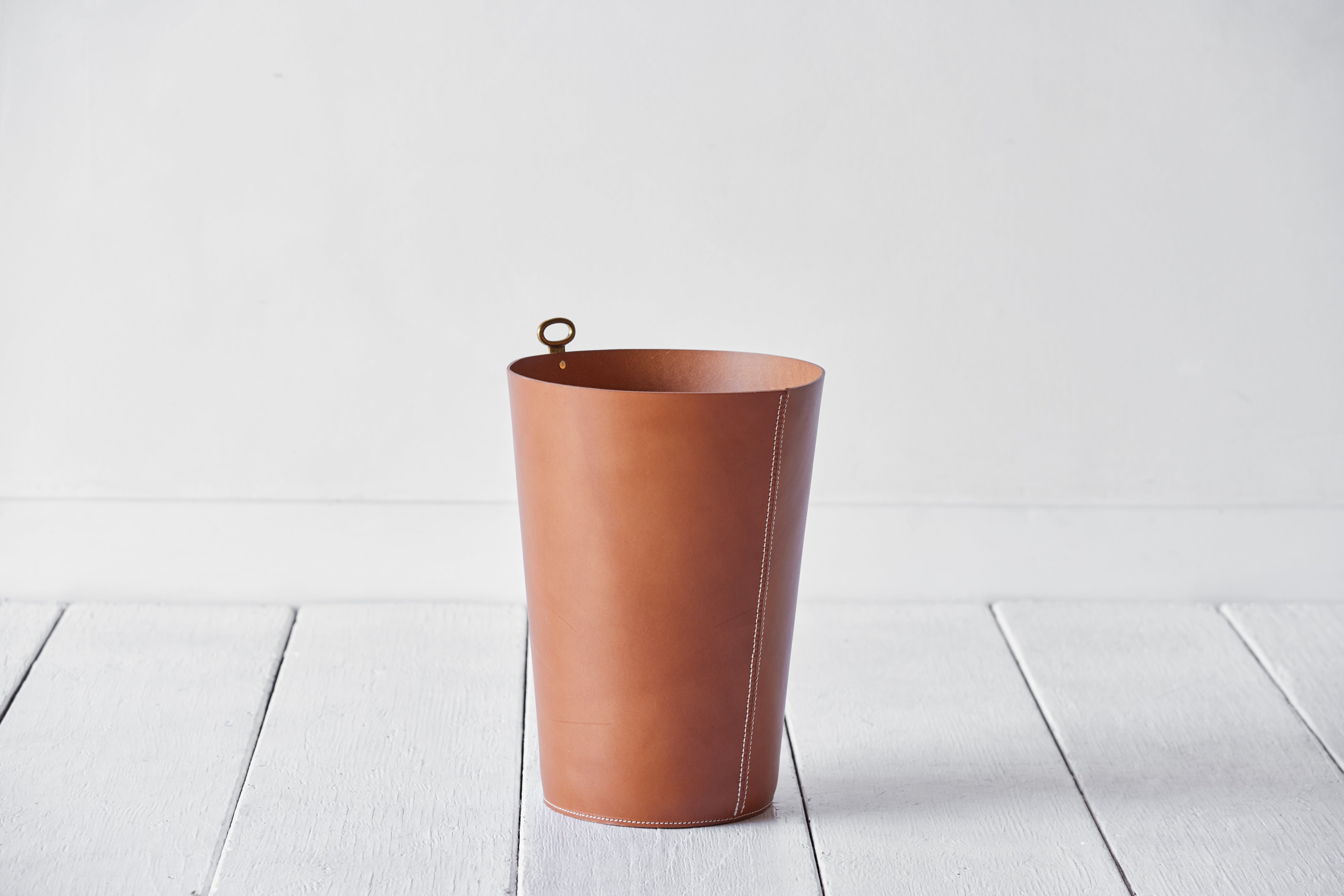 Leather Bin in Ochre