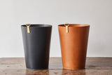 Leather Bin in Ink Black