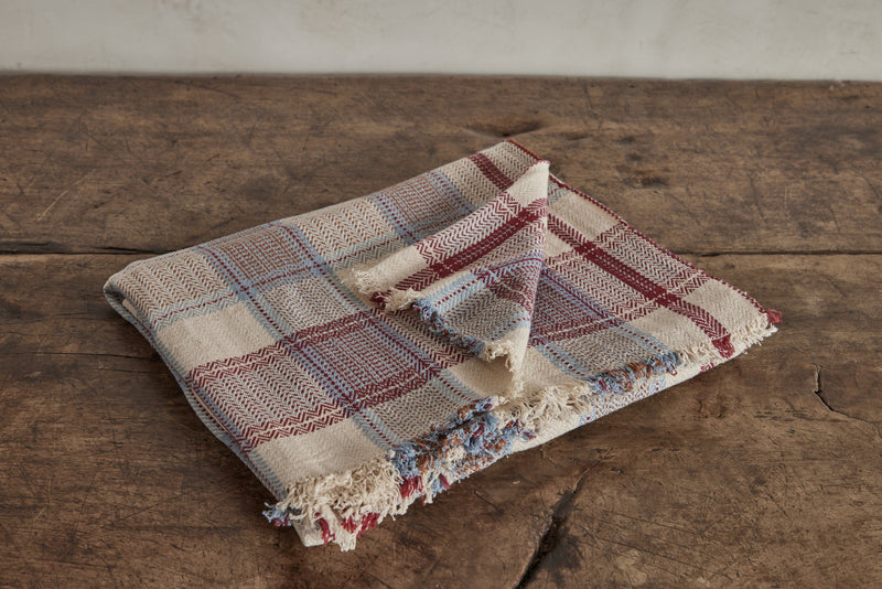 Cotton Throw in Stone Gingham