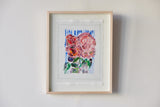 Pink Roses on Blue Stripes