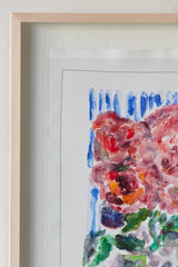 Pink Roses on Blue Stripes
