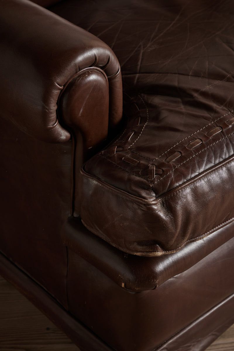 Roll Arm Leather Sofa