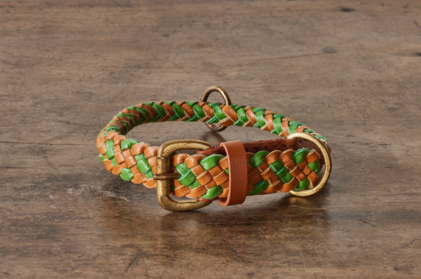 Georgie Paws, Tonto Collar in Green & Tan