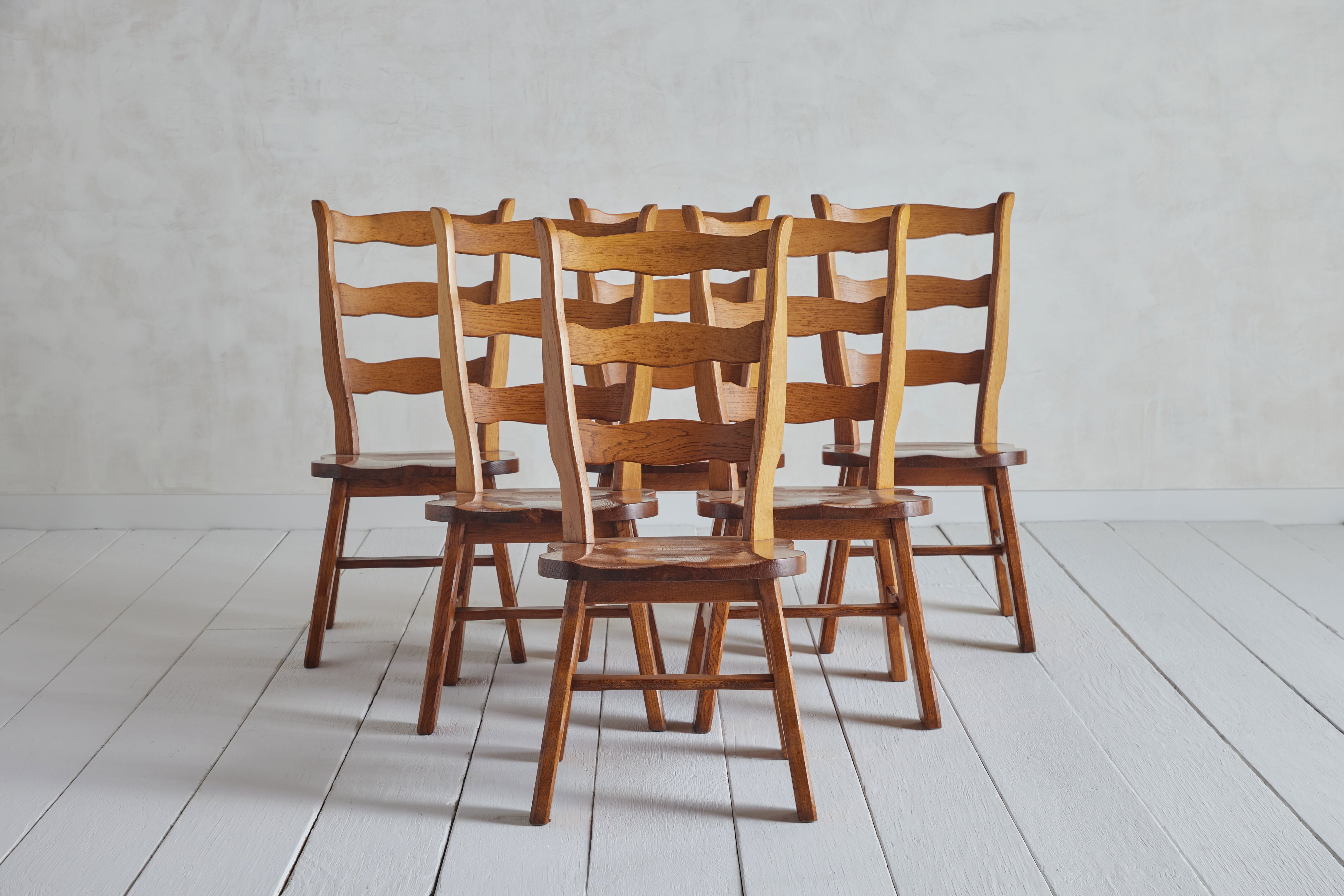 Set of Six Belgian Ladderback Chairs