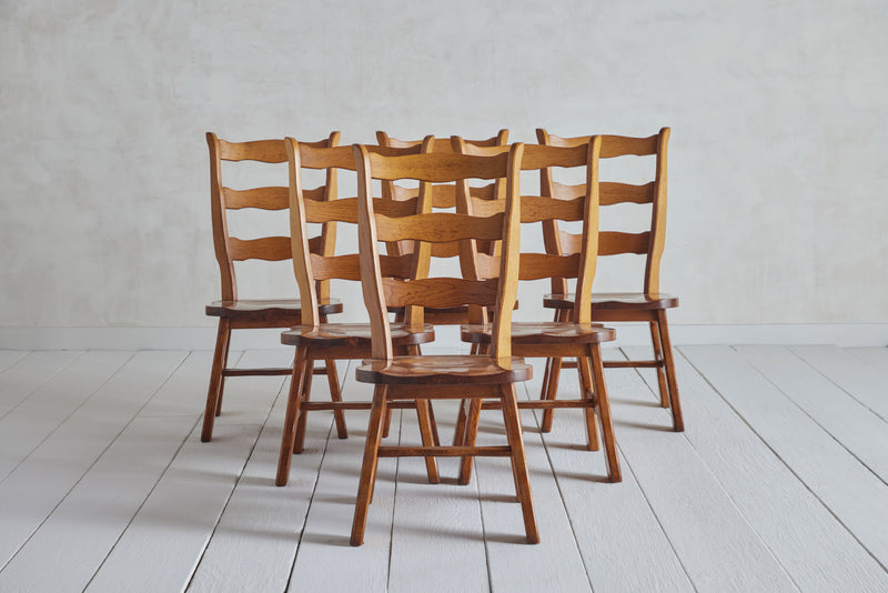 Set of Six Belgian Ladderback Chairs