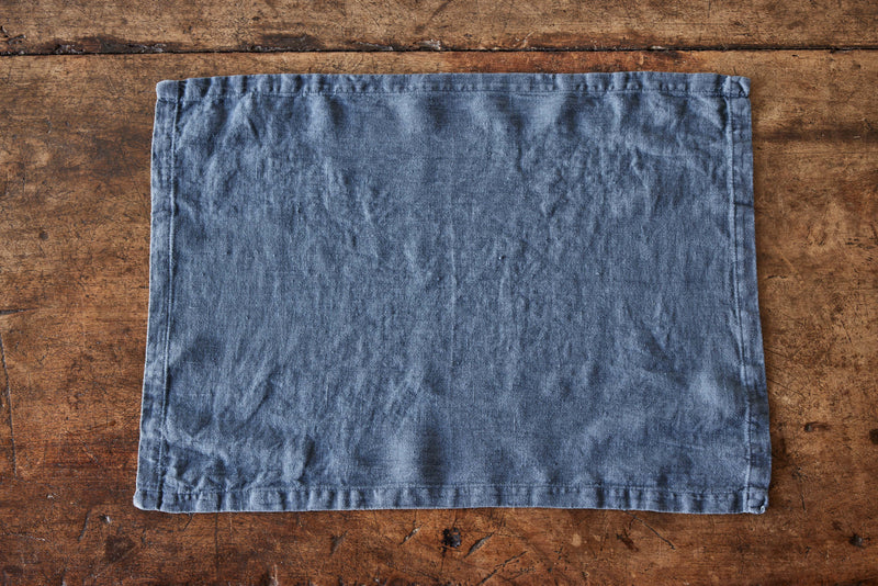Once Milano Linen Placemats, Stone Blue (Set of 2)