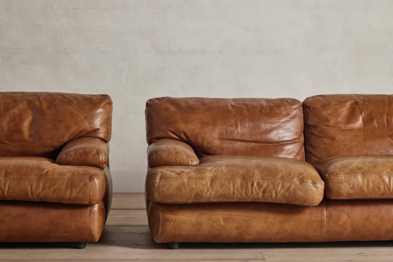 French Leather Loveseat