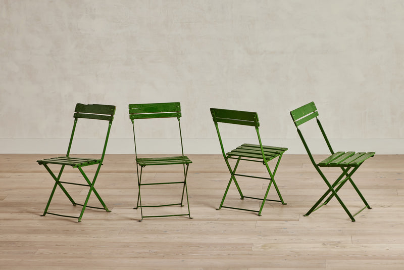 Set of Four Green Bistro Chairs