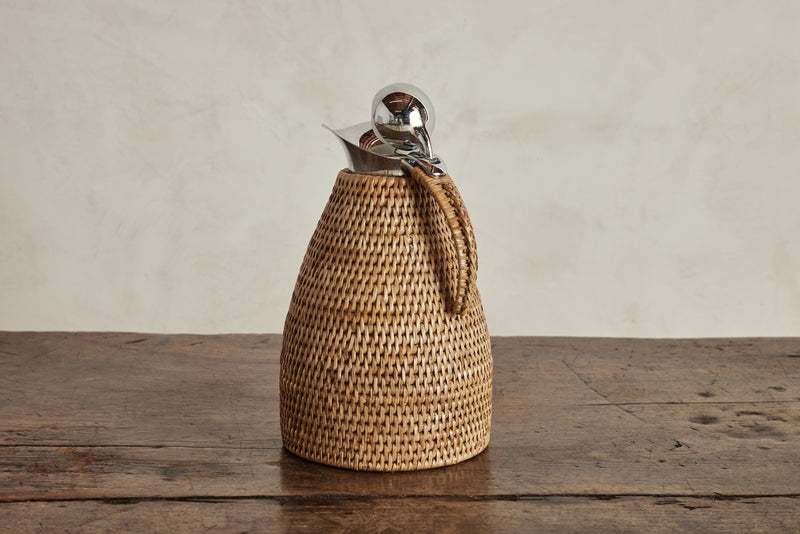 Rattan Wrapped Thermos Carafe