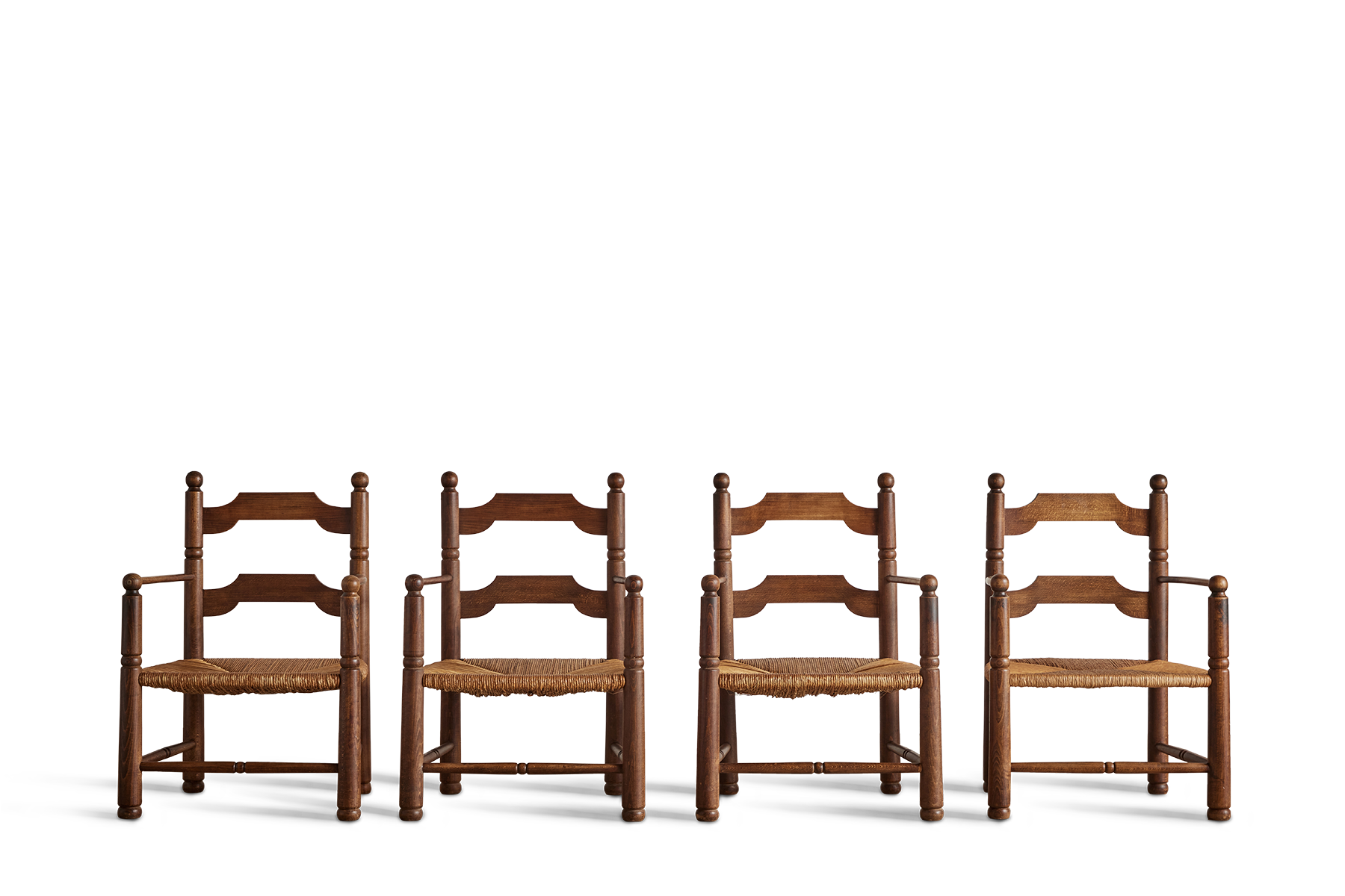 Set of 4 Ladder Back & Rush Chairs
