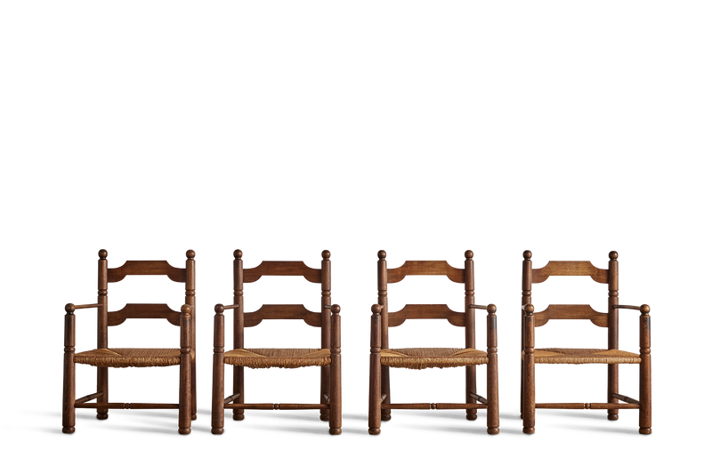 Set of 4 Ladder Back & Rush Chairs